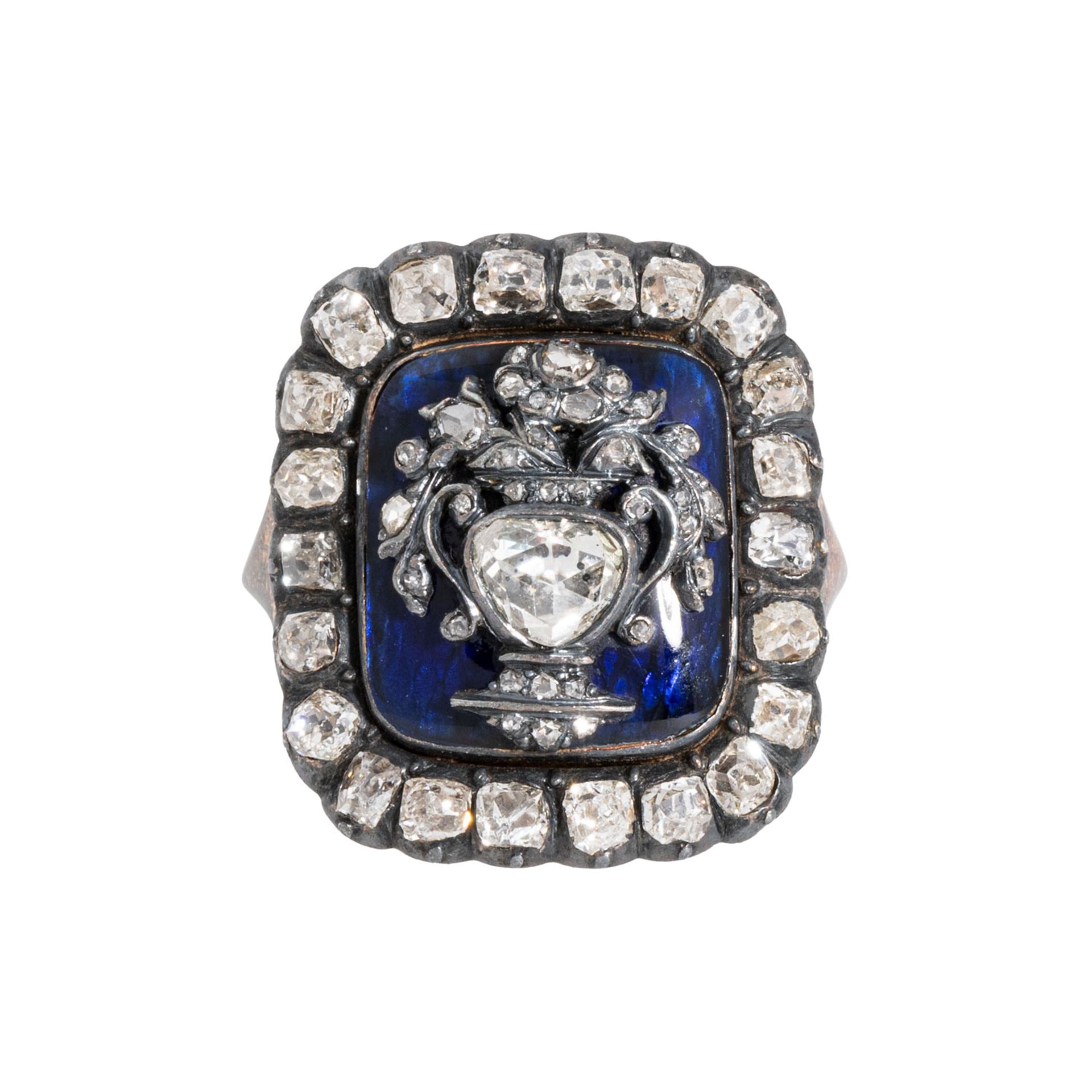Klassizismus: Ring "Amphore mit Blütenbouquet" aus Diamanten - Bild 2 aus 4