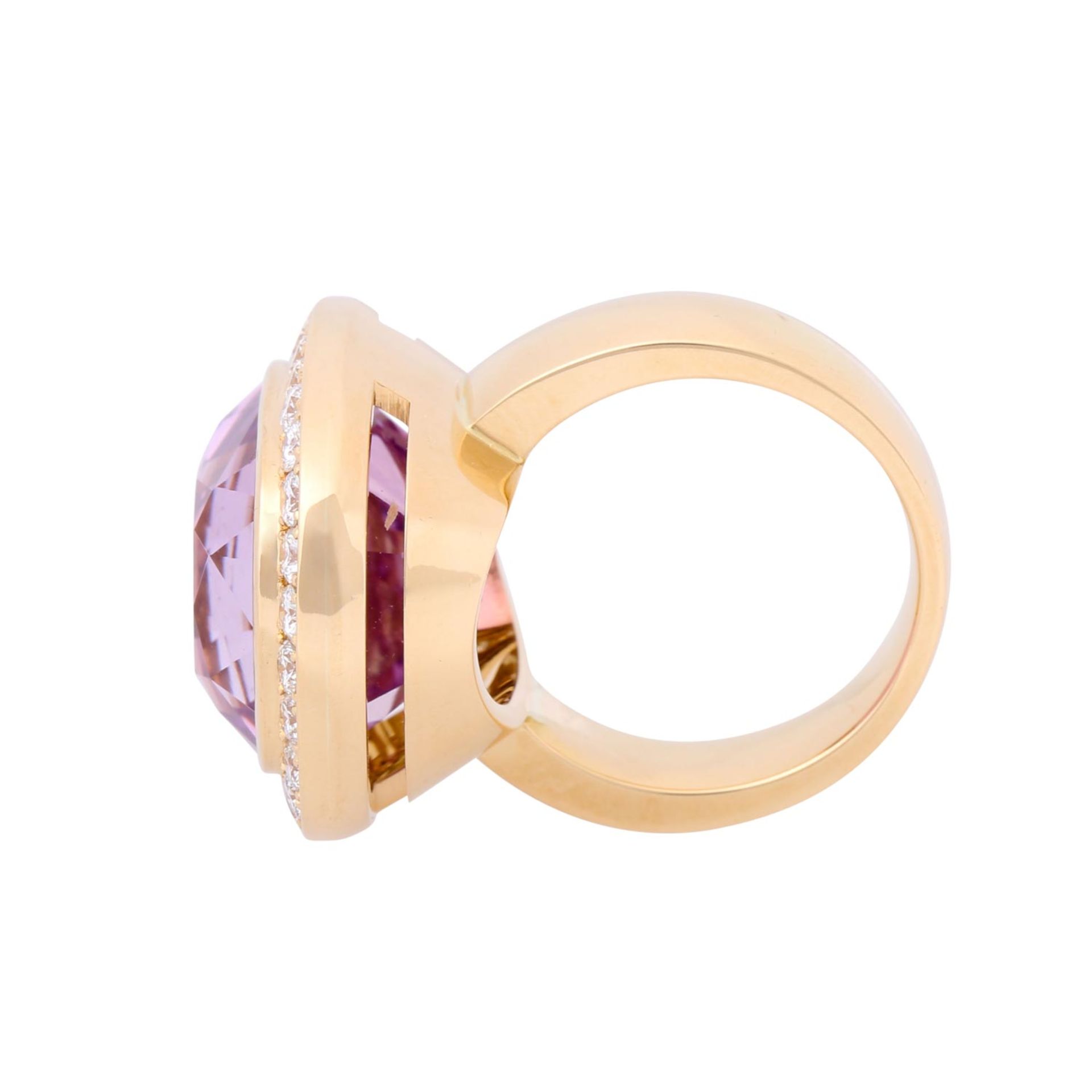 Eleganter Ring mit feinem, pinken afghanischen Kunzit im Kissenschliff von ca. 28 ct, - Bild 6 aus 6
