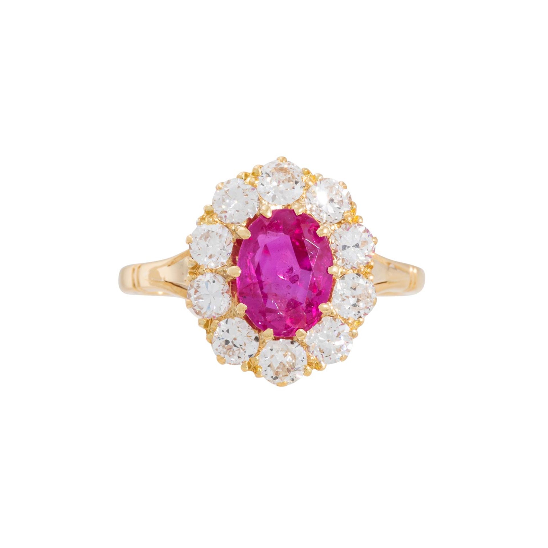 Ring mit pinkfarbenem Saphir und Altschliffdiamanten - Image 2 of 4