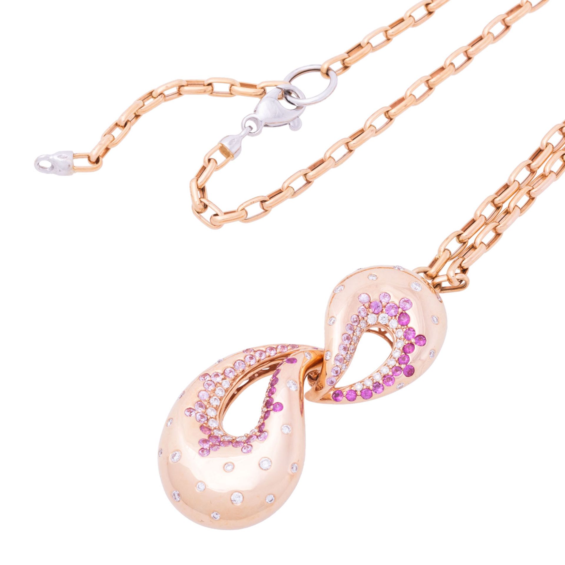 Collier mit pinkfarbenen Saphiren und Brillanten - Bild 4 aus 5