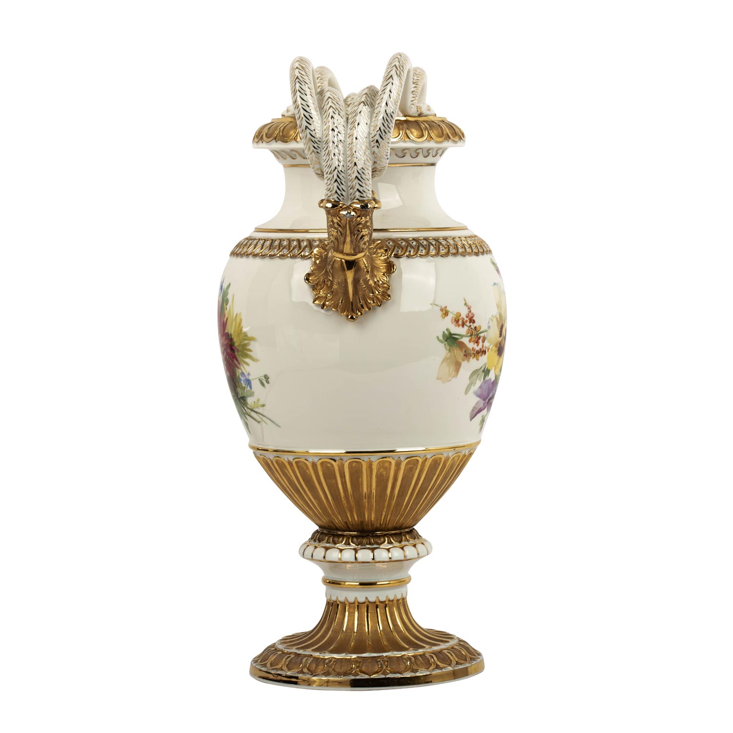 MEISSEN, Große Schlangenhenkelvase mit Blumenbouquet, vor 1924, - Image 6 of 9