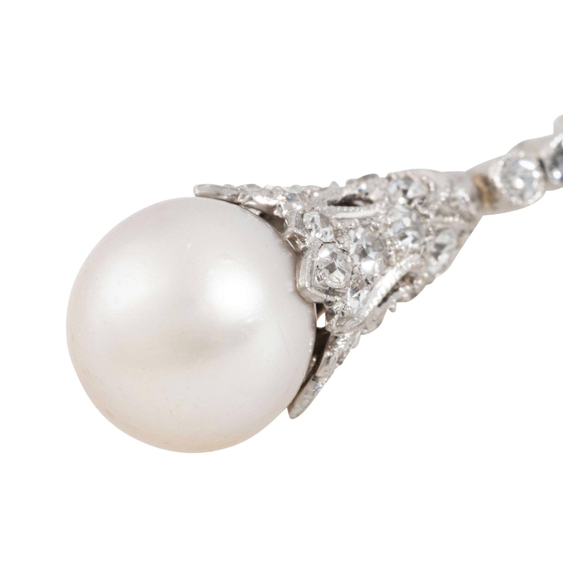 Paar Art Déco Ohrhänger mit Perlen und Diamanten - Bild 5 aus 5
