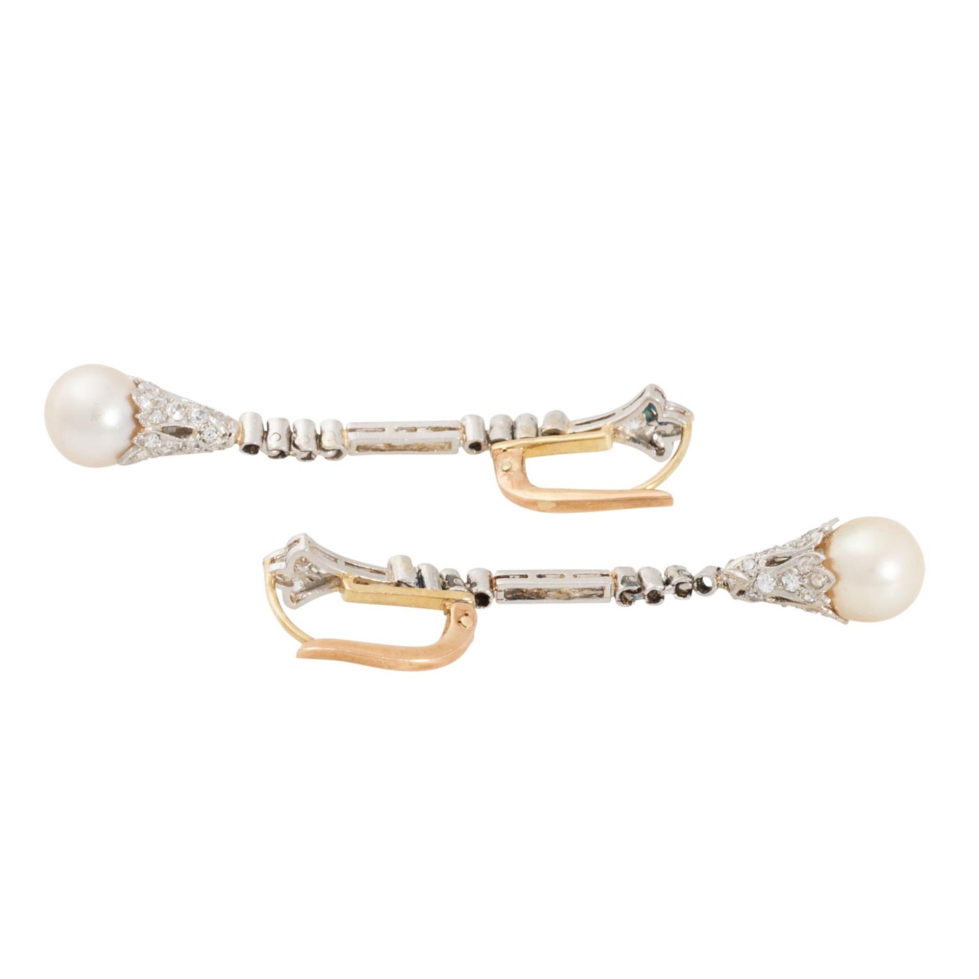 Paar Art Déco Ohrhänger mit Perlen und Diamanten - Bild 4 aus 5