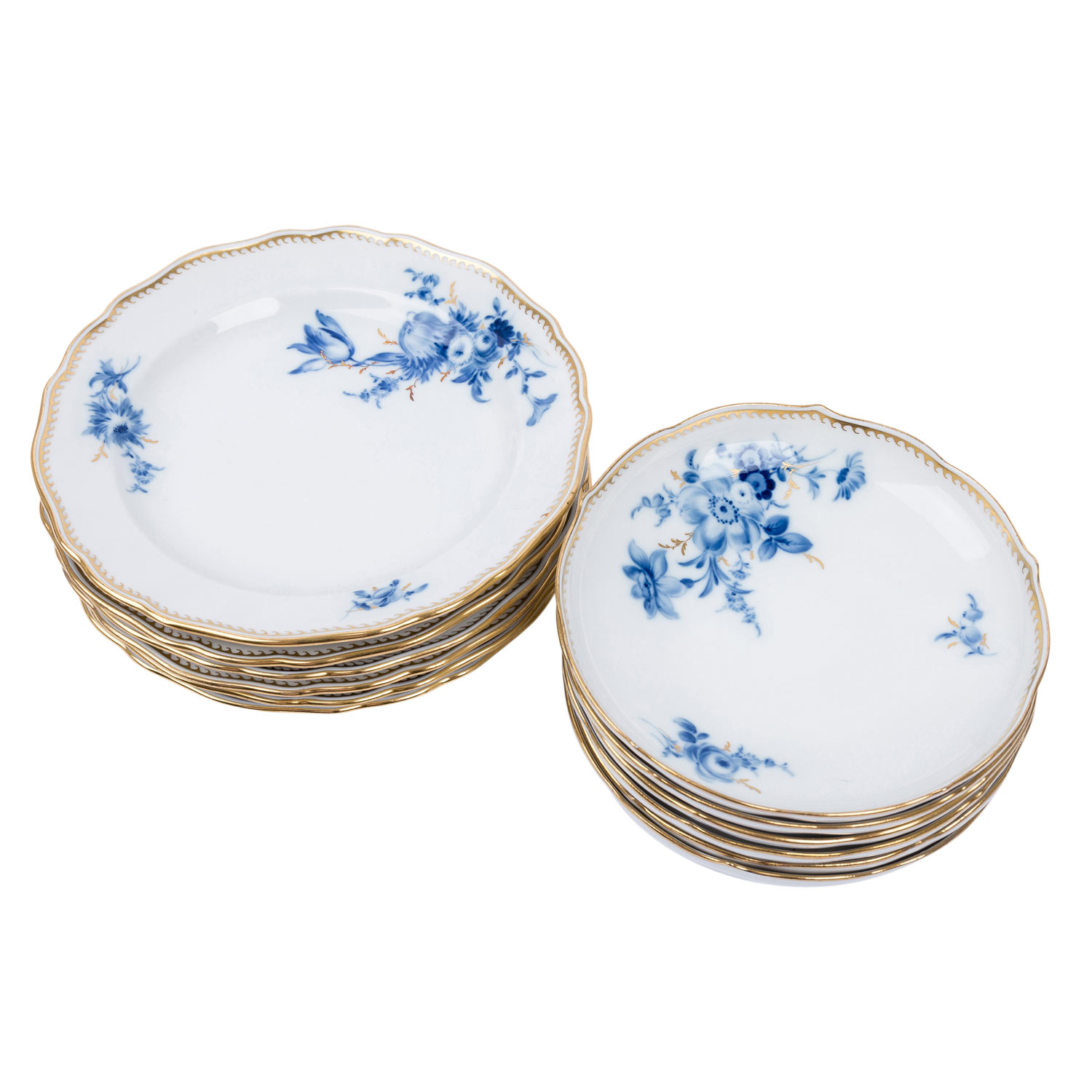 MEISSEN 27-tlg. Frühstückservice f. 6 Personen 'Blaue Blume mit Goldgräsern', 1. Wahl, 20. Jh. - Image 3 of 6