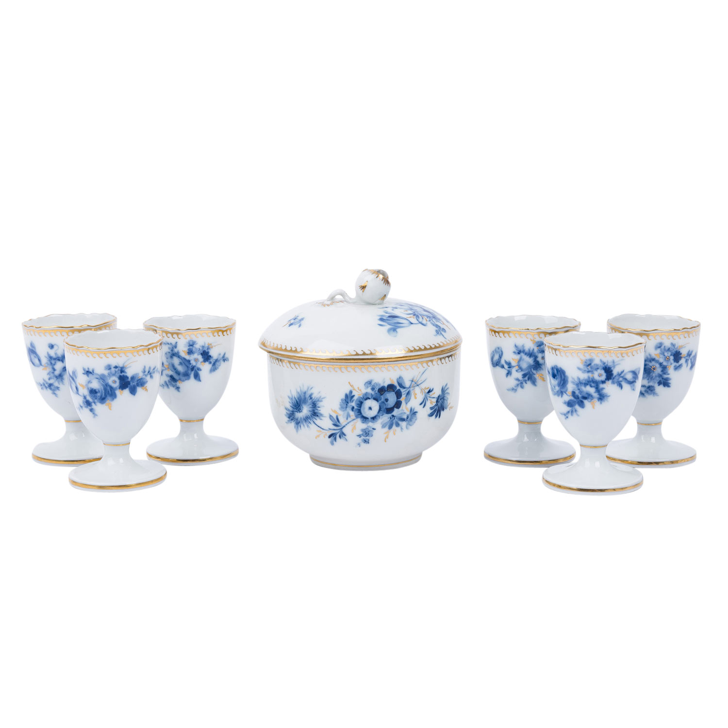 MEISSEN 27-tlg. Frühstückservice f. 6 Personen 'Blaue Blume mit Goldgräsern', 1. Wahl, 20. Jh. - Image 4 of 6