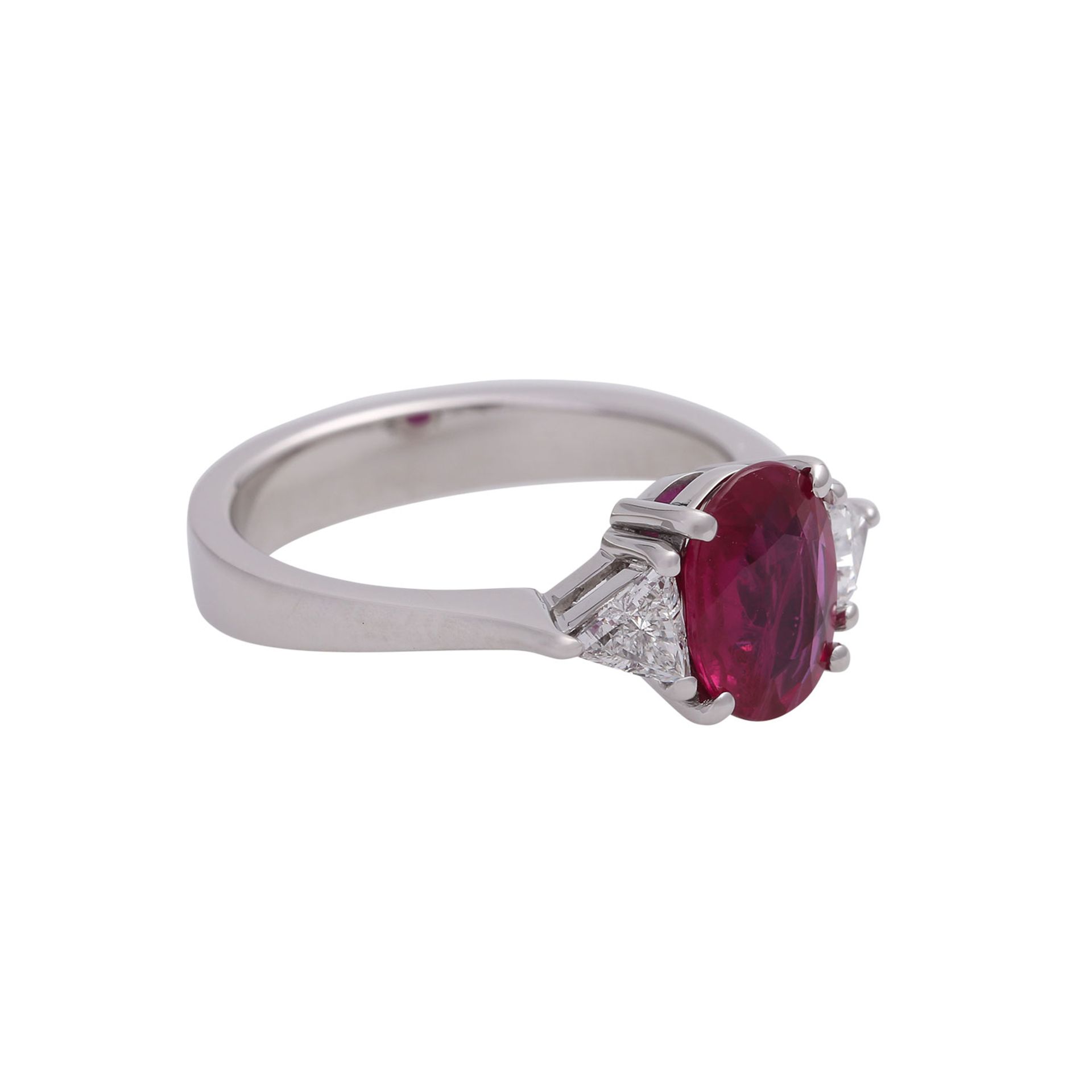 Klassischer Ring mit hochfeinem Burma Rubin von 2,01ct, - Bild 2 aus 5