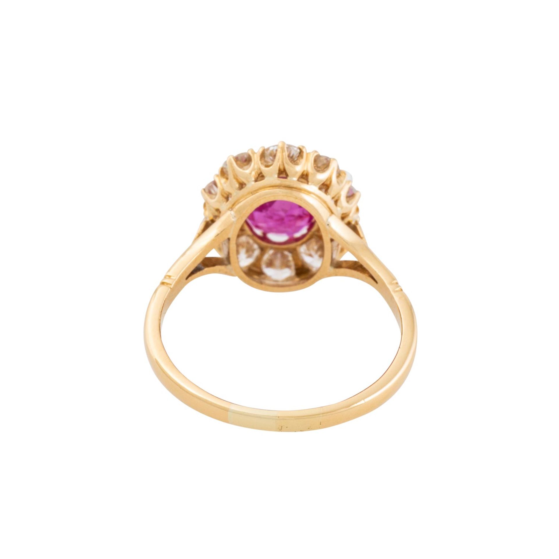 Ring mit pinkfarbenem Saphir und Altschliffdiamanten - Bild 3 aus 4