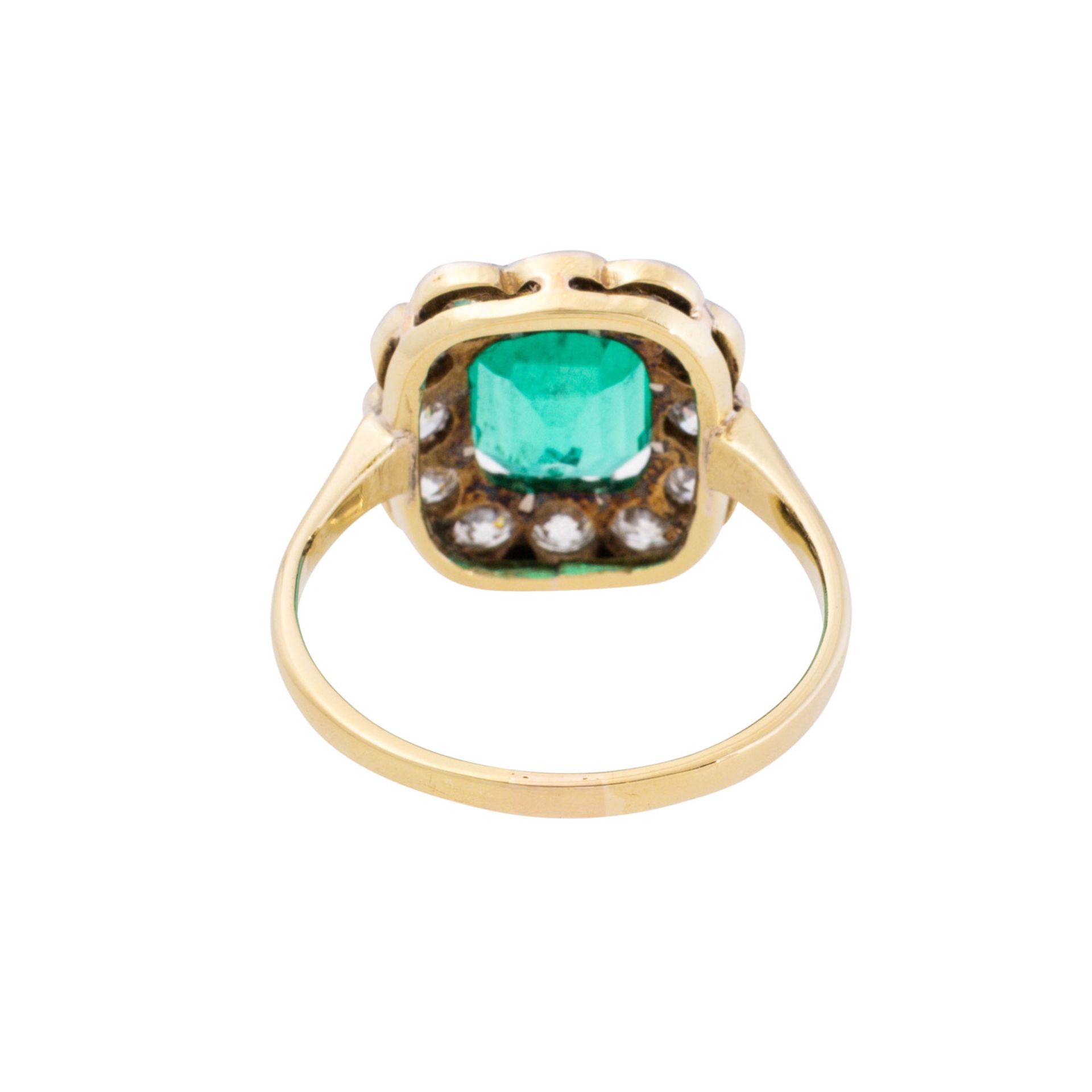 Ring mit feinem Smaragd und Altschliffdiamanten - Bild 4 aus 5