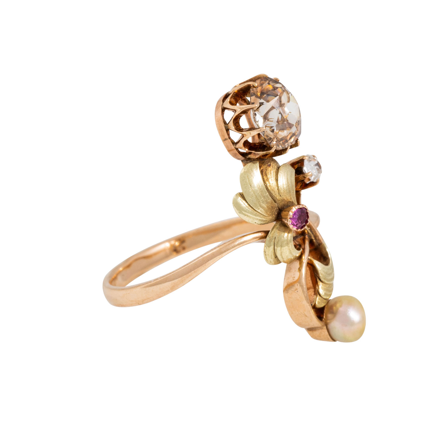 Jugendstil seltener Ring mit Altschliffdiamant von ca. 0,9 ct,