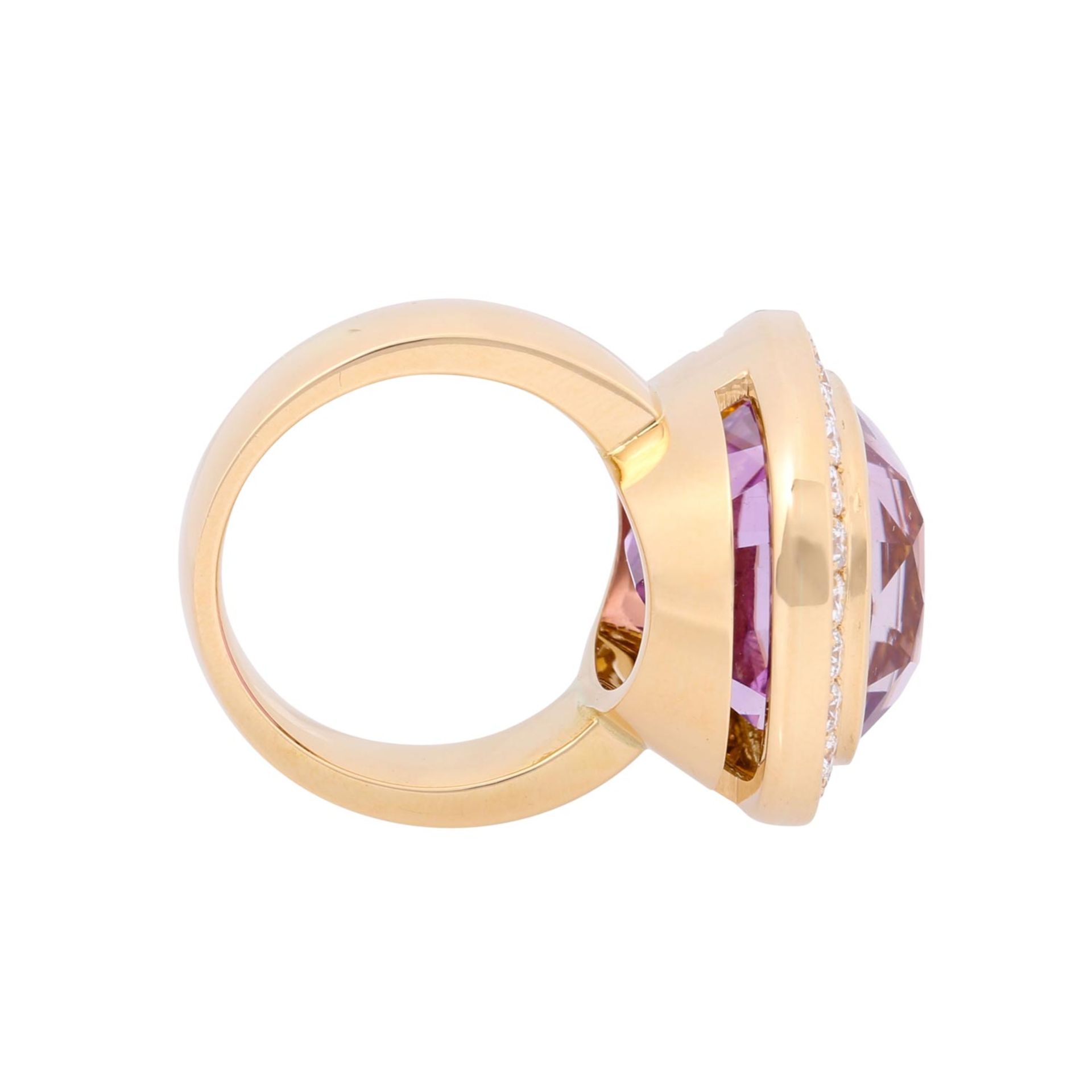 Eleganter Ring mit feinem, pinken afghanischen Kunzit im Kissenschliff von ca. 28 ct, - Image 5 of 6