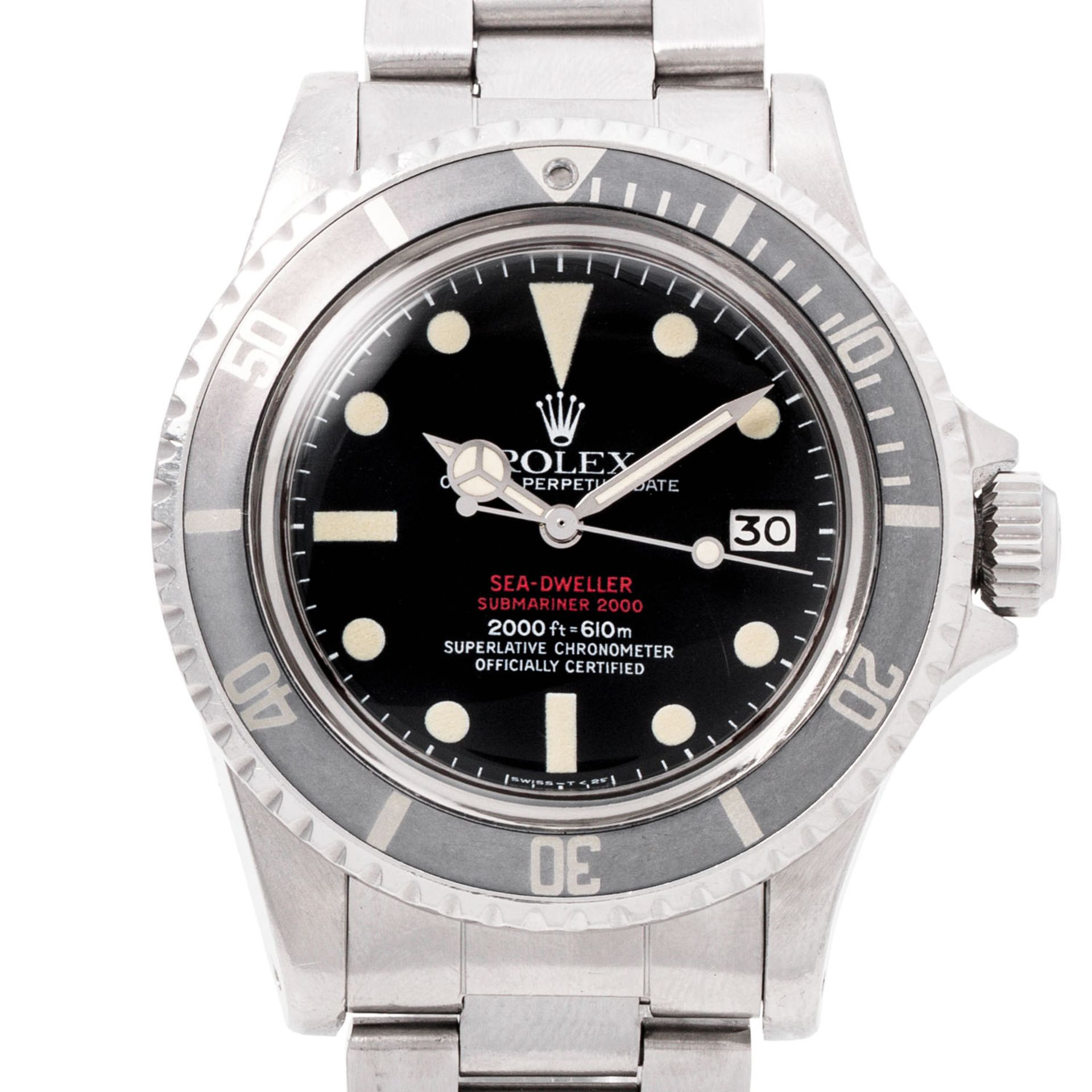 ROLEX Vintage Sea-Dweller 2000 MK IV "Double Red" Herrenuhr, Ref. 1665. Ca. 1977.