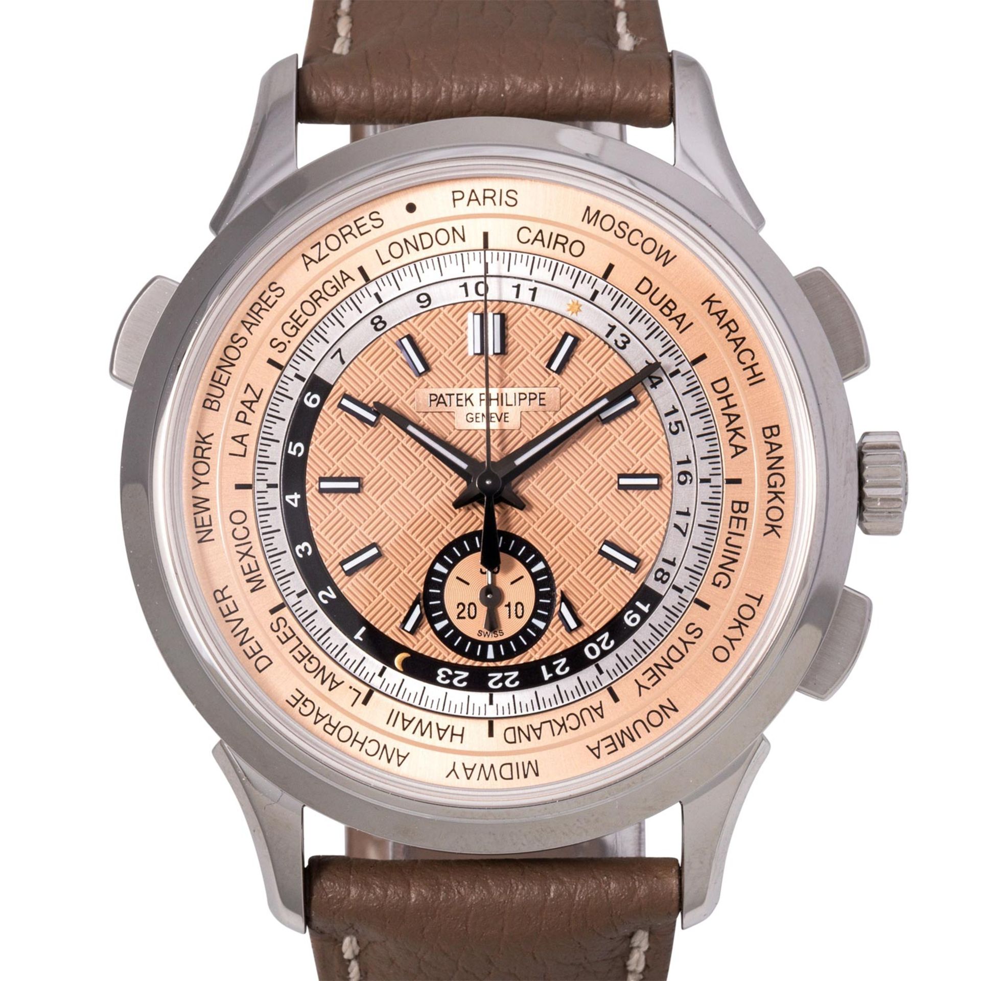 PATEK PHILIPPE World Time Flyback-Chronograph, Ref. 5935A-001. Herrenuhr.