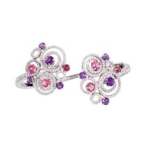 CASATO Armreif mit Amethysten, Rhodoliten und Brillanten zus. ca. 3 ct,