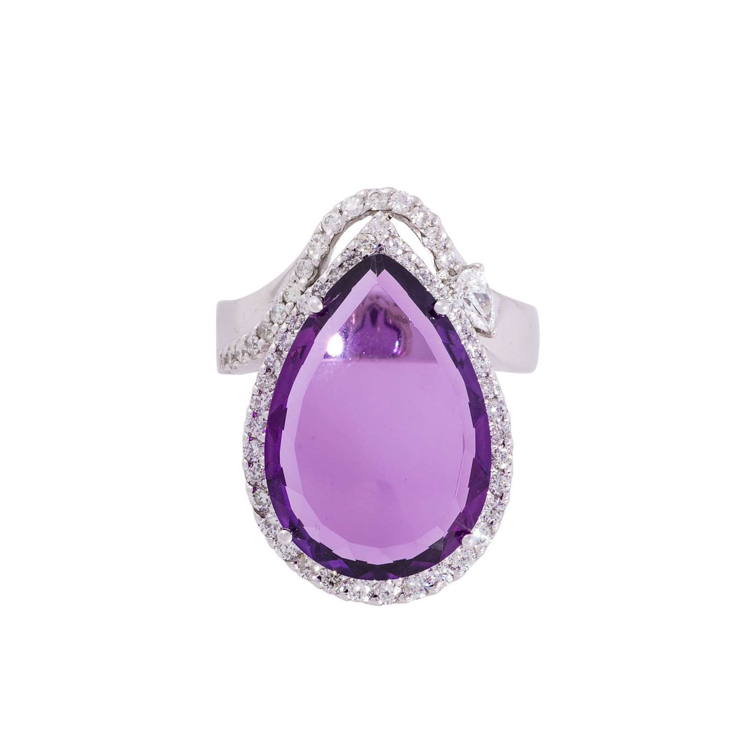 Ring mit Amethyst und Brillantbesatz von zus. ca. 0,75 ct, - Image 2 of 4