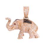 Anhänger "Elefant" mit Brillanten, Granat und Rubinaugen, 