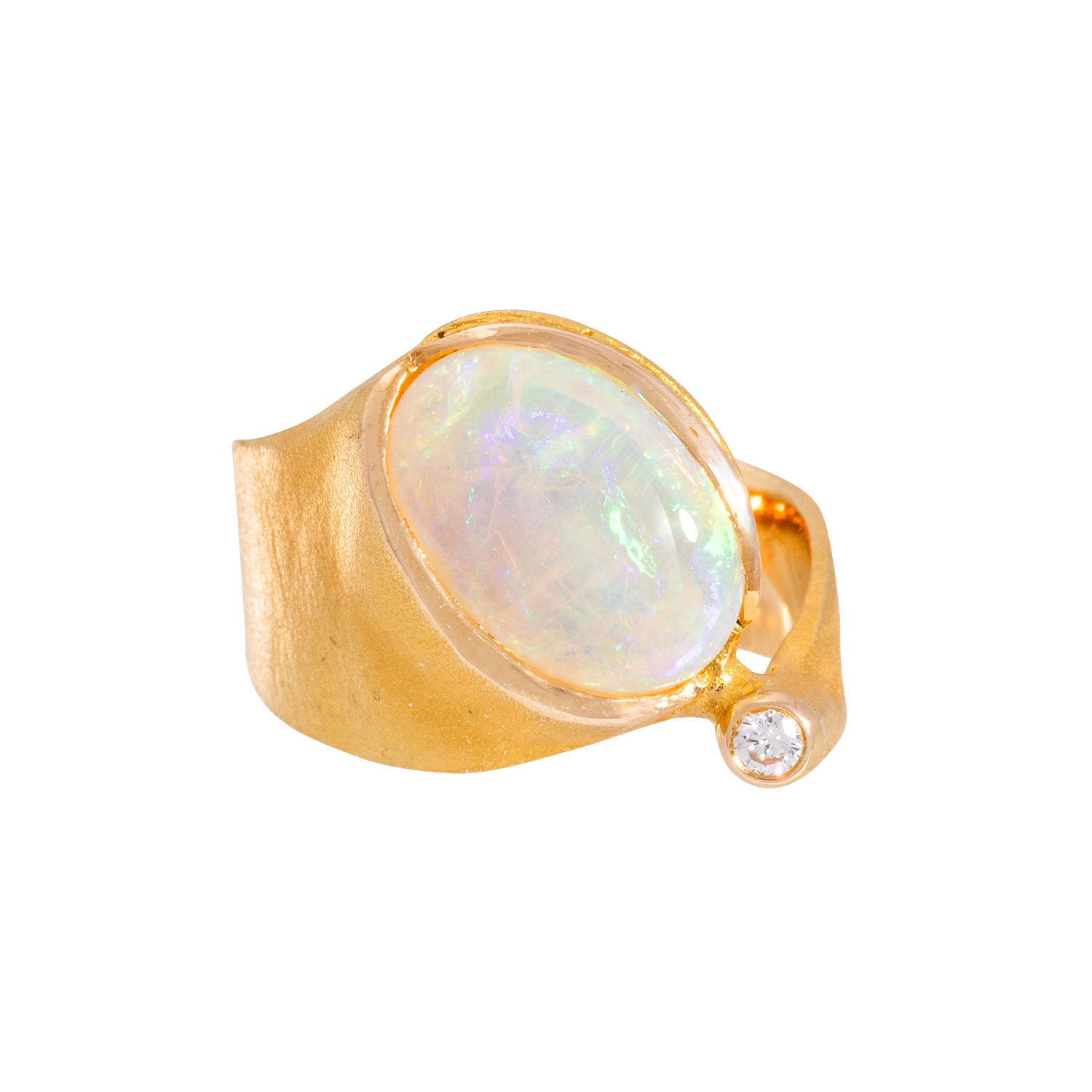 Ring mit Crystalopal und Brillant ca. 0,06 ct (punziert), - Image 2 of 4