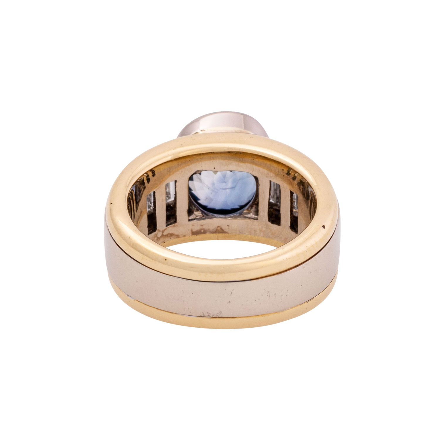 Ring mit feinem Saphir in heller Ceylonfarbe und Diamantbaguettes - Image 3 of 5