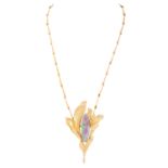 Unikat Collier mit Anhänger/Brosche mit feinem Opal ca. 10,5 ct