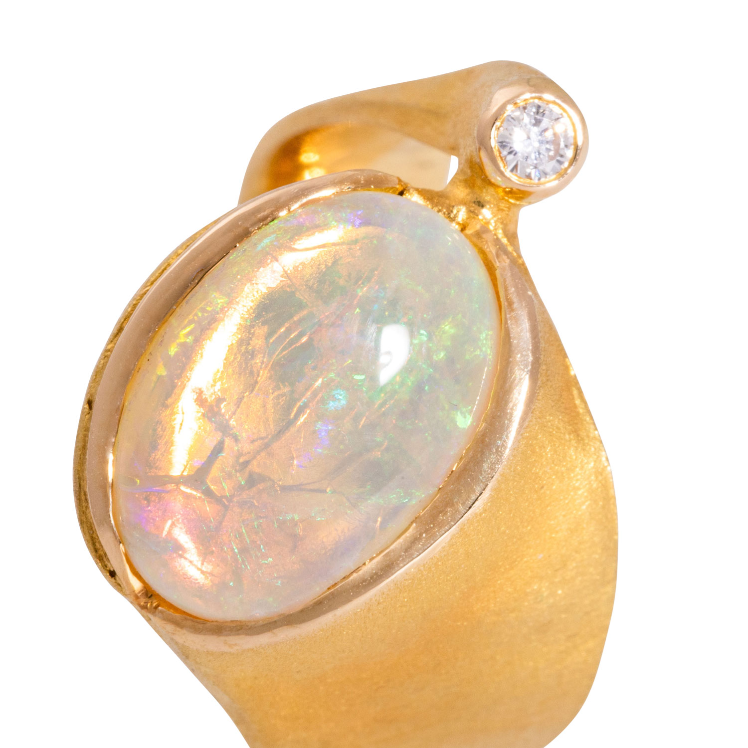 Ring mit Crystalopal und Brillant ca. 0,06 ct (punziert), - Image 4 of 4