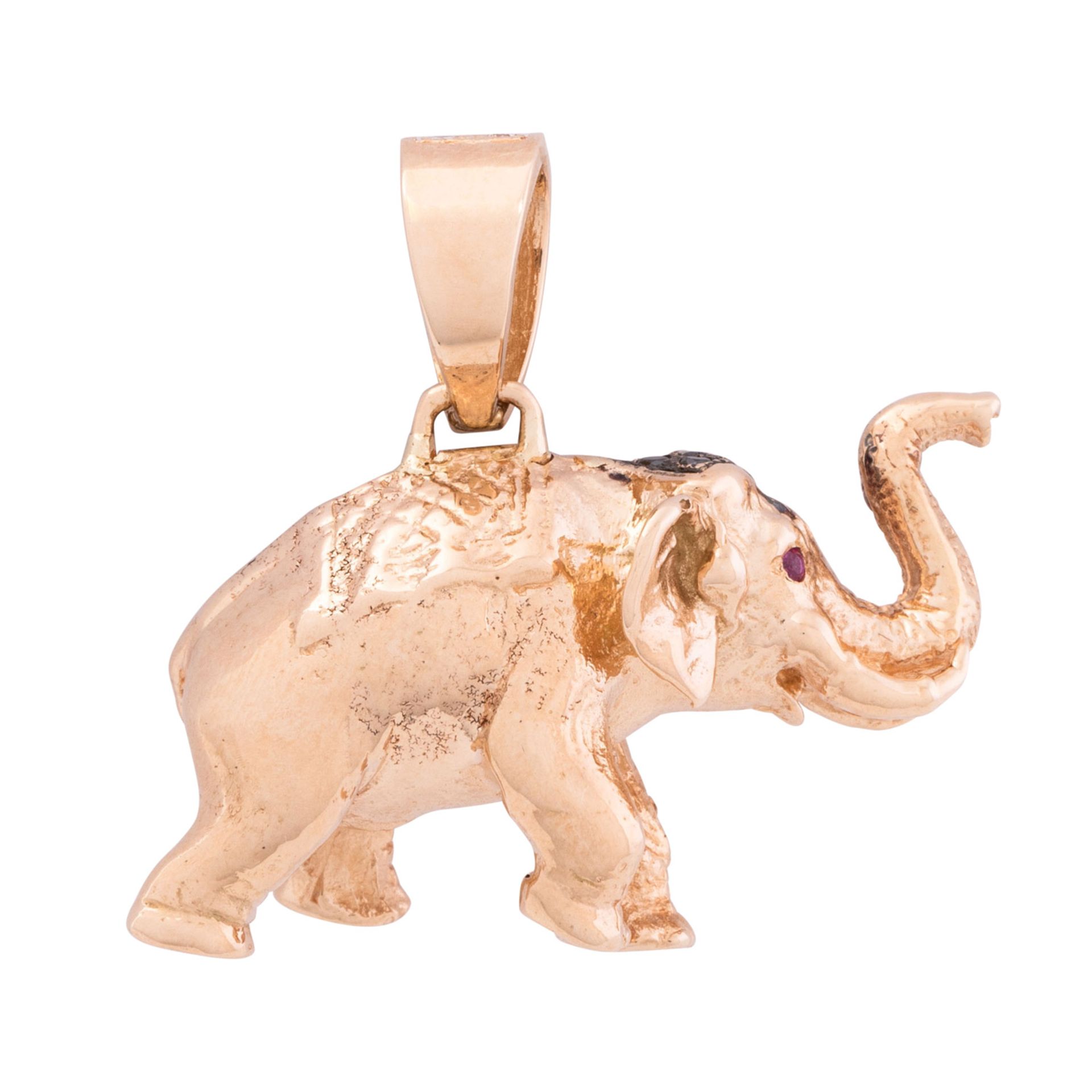 Anhänger "Elefant" mit Brillanten, Granat und Rubinaugen,  - Bild 2 aus 5