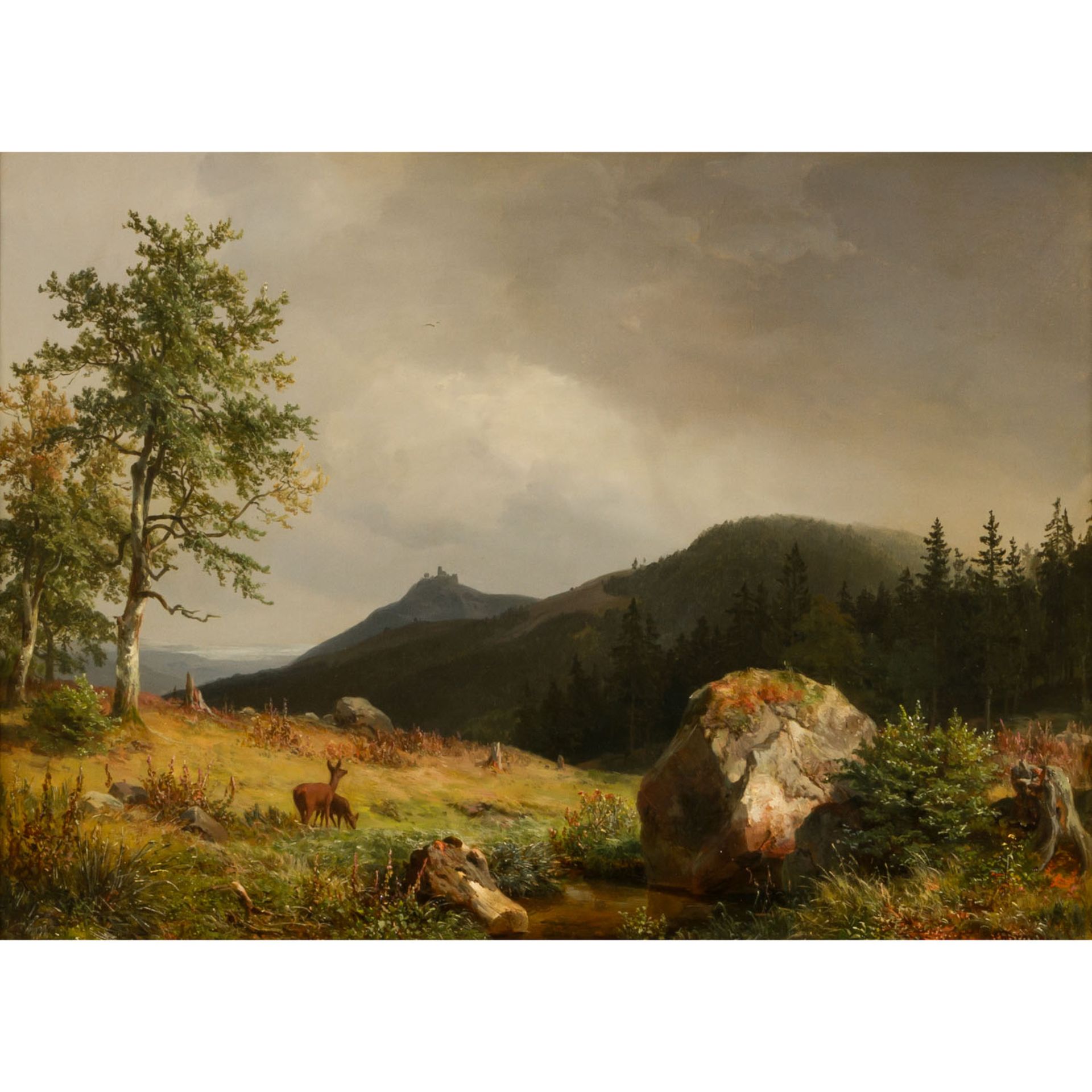 BRANDES, HEINRICH AUGUST (1803-1868) "Mittelgebirgslandschaft bei Abendstimmung"