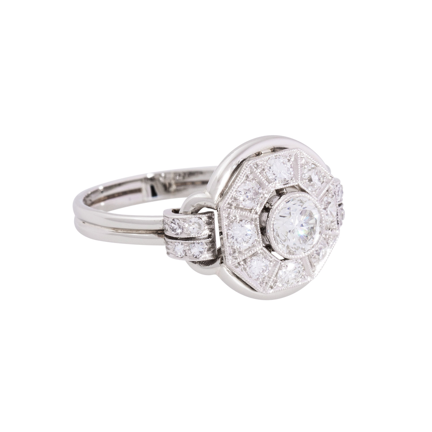 Ring mit Brillanten und Achtkantdiamanten zus. ca. 0,9 ct,