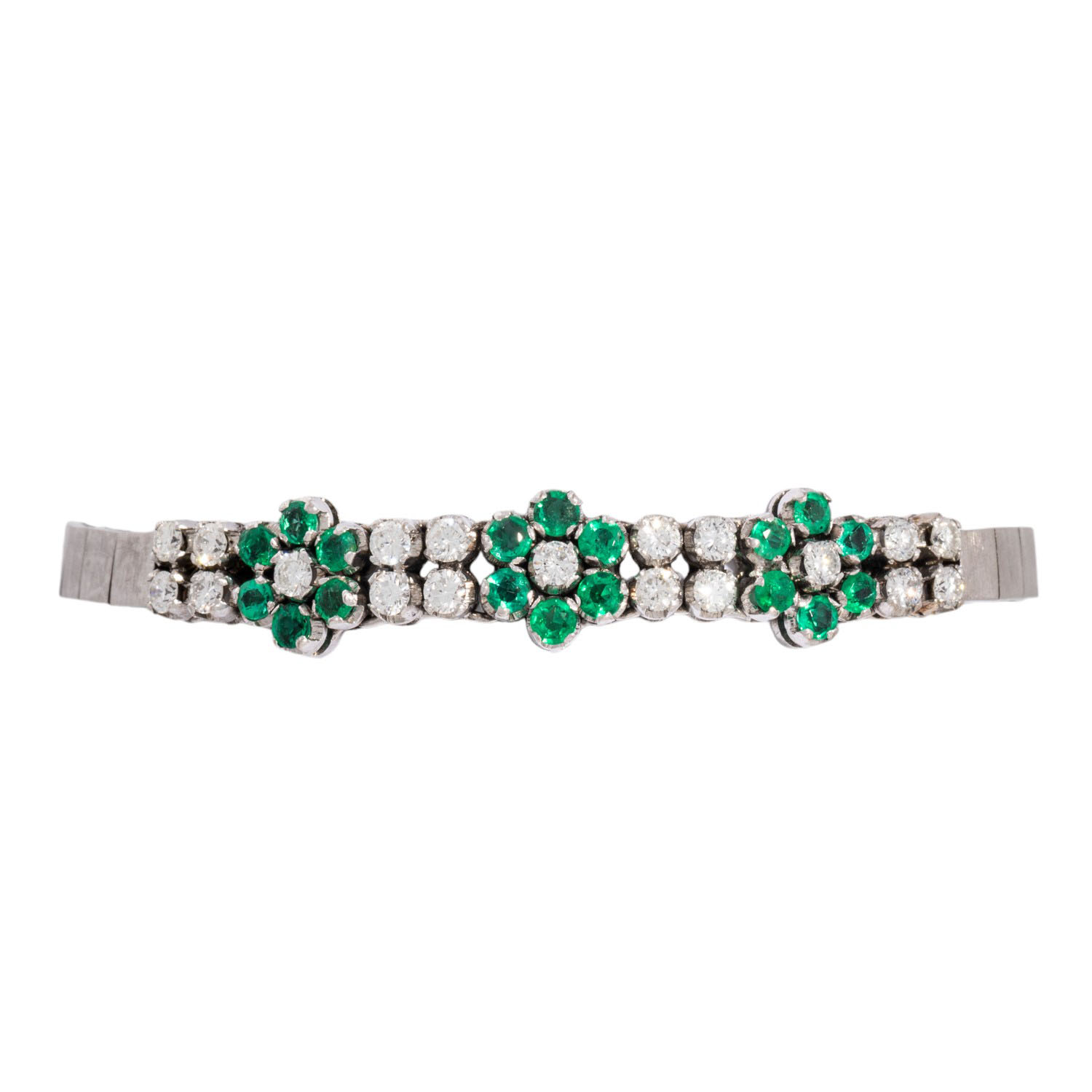 Armband mit Smaragden und Brillanten zus. ca. 1 ct,