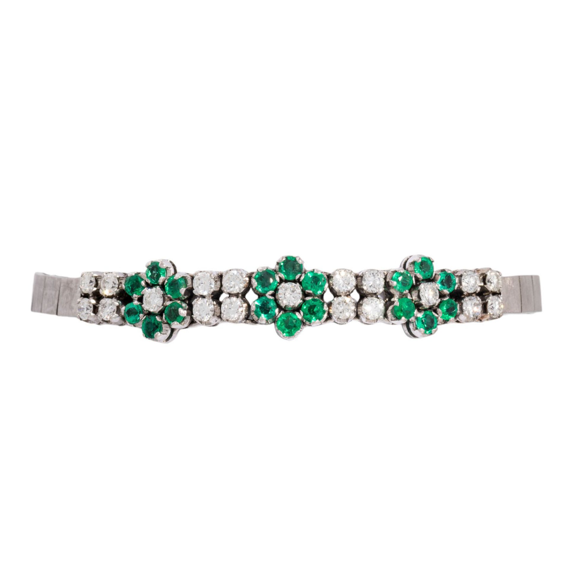 Armband mit Smaragden und Brillanten zus. ca. 1 ct, 