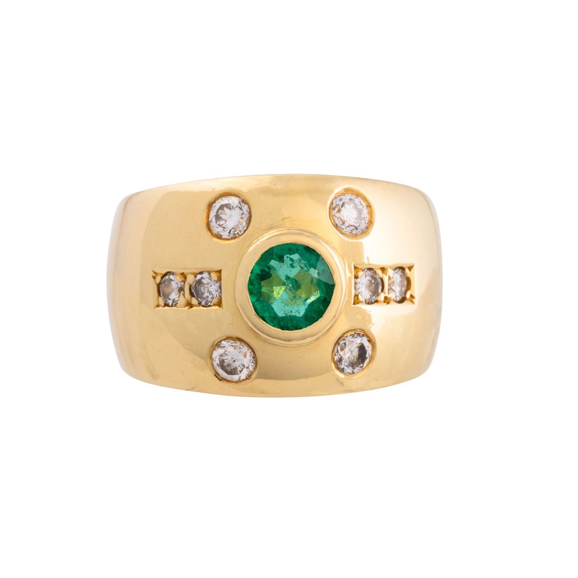 Ring mit Smaragd und 8 Brillanten zus. ca. 0,28 ct, - Bild 2 aus 3