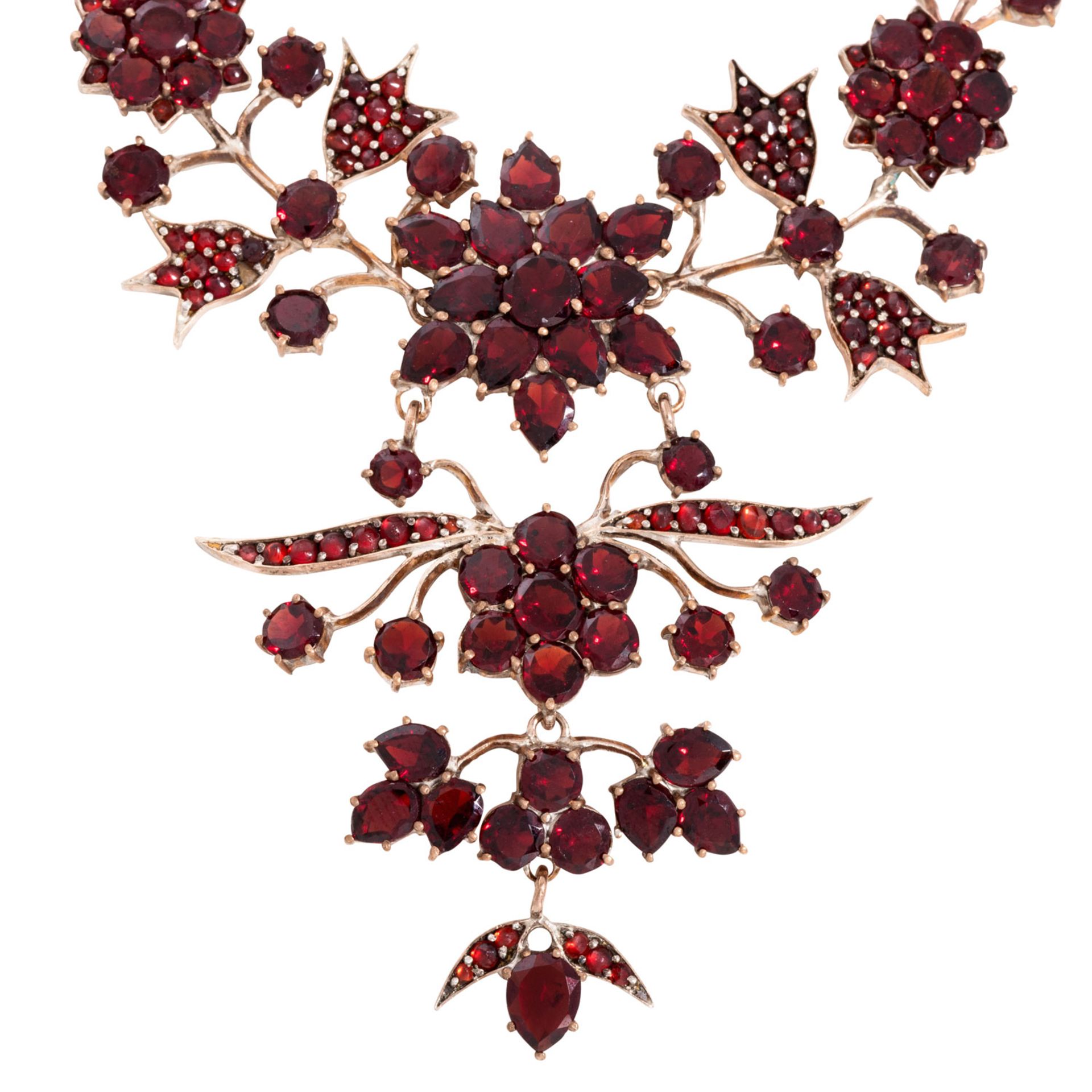 Konvolut Granatschmuck bestehend aus floralem Collier - Bild 3 aus 5