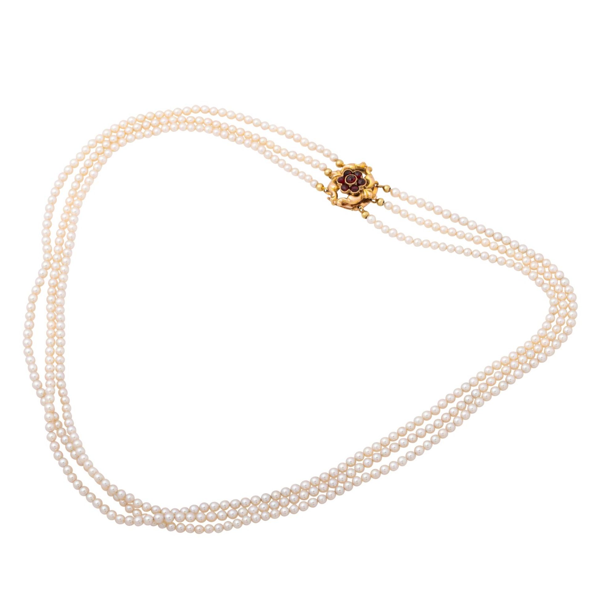 Perlenkette 3-reihig mit floraler Schmuckschließe - Bild 3 aus 4