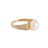 Ring mit Perle und Brillanten zus. ca 0,22 ct,