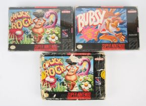 Super Nintendo (SNES) platforming classics bundle Includes: Bubsy and Chuck Rock (x2)