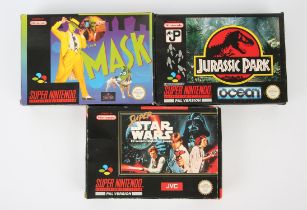 Super Nintendo (SNES) movie tie-in bundle Includes: The Mask, Jurassic Park and Super Star Wars