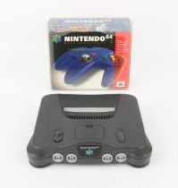 Nintendo 64 (N64) Console with boxed Blue Controller + power supply