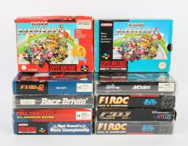 Super Nintendo (SNES) mega racing bundle (x10 games) Highlights include: F1 ROC, GP-1,