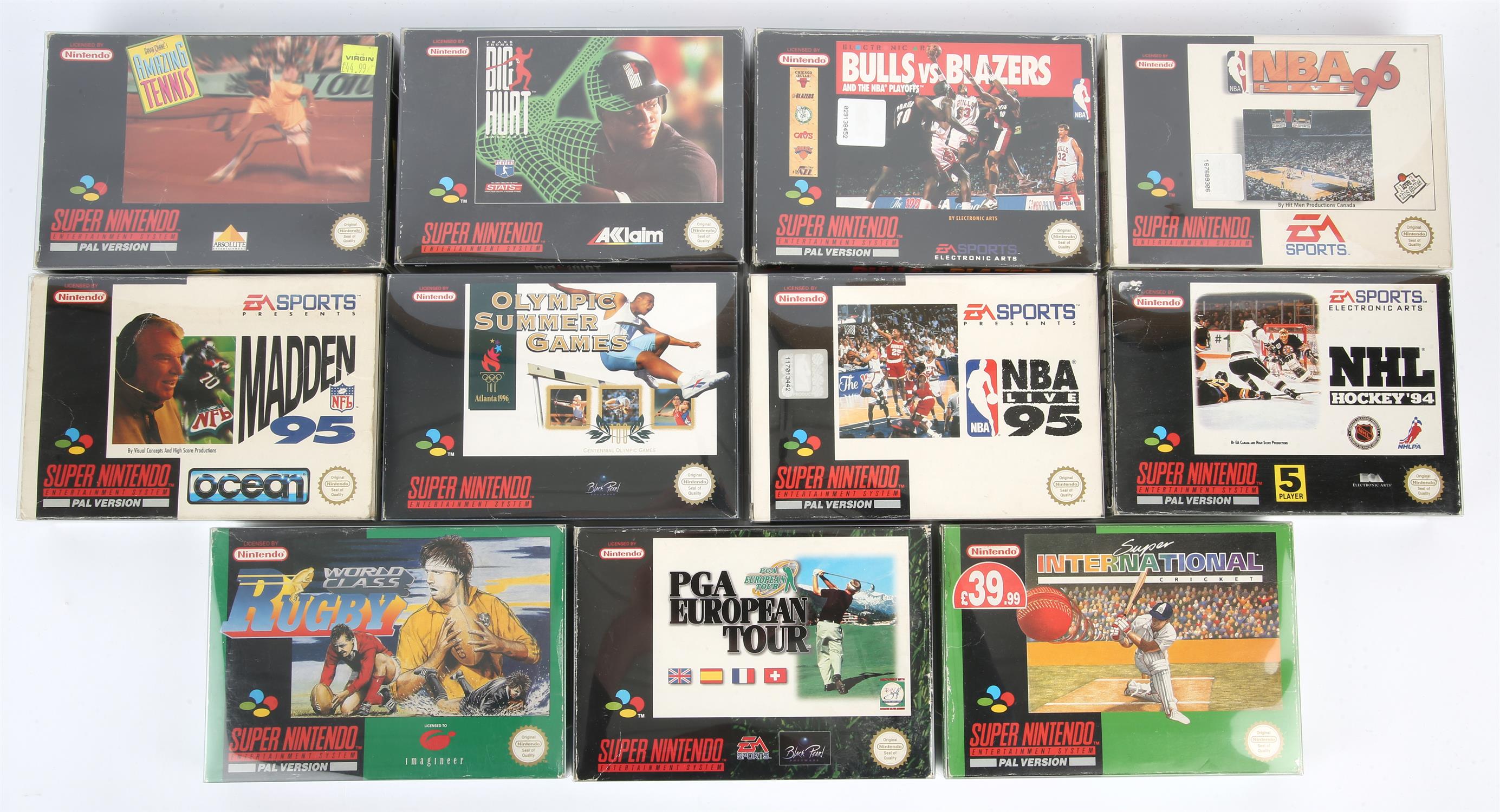 Super Nintendo (SNES) mega sports bundle (x11 games) Highlights include: Amazing Tennis,