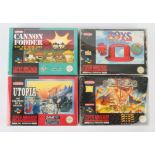 Super Nintendo (SNES) strategy game bundle Includes: Toys, Metal Marines, Cannon Fodder and Utopia