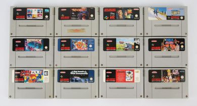 An assortment of loose PAL Super Nintendo (SNES) cartridges (x12) Highlights include: Drakkhen,