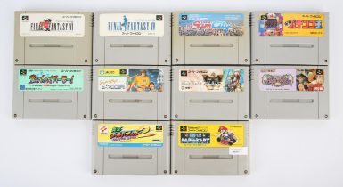 An assortment of loose NTSC-J Super Famicom cartridges (x10) Highlights include: Final Fantasy IV,