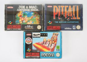 Super Nintendo (SNES) classic gaming bundle Includes: Pitfall, Joe & Mac: Caveman Ninja and Theme