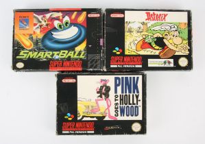 Super Nintendo (SNES) platforming bundle Includes: Asterix, Pink goes to Hollywood and Smartball