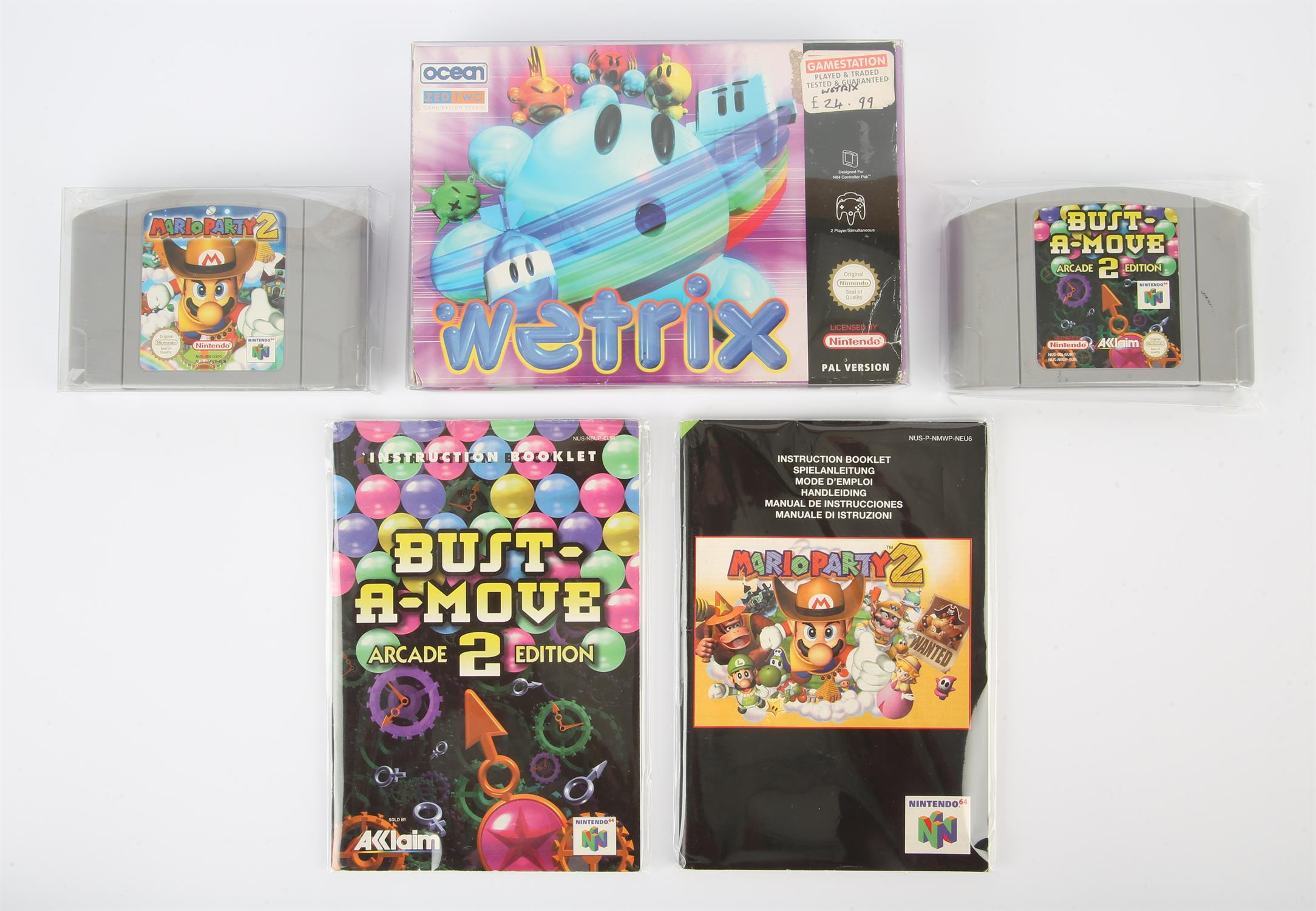 Nintendo 64 (N64) party game bundle Includes: Mario Party 2, Wetrix and Bust-a-Move 2
