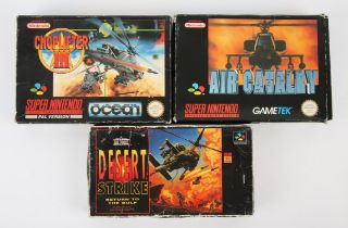 Super Nintendo military games bundle Includes: Desert Strike (Super Famicom), Air Cavalry (SNES)