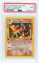 Pokemon TCG. Blaine's Charizard 1st edition 2/132 holographic Pokemon Card. Graded PSA 9 Mint.