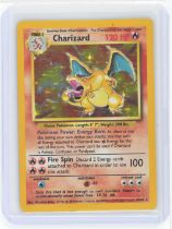 Pokemon TCG. 4th Print Base Set Charizard. This is one of the rarer base set prints to find and can