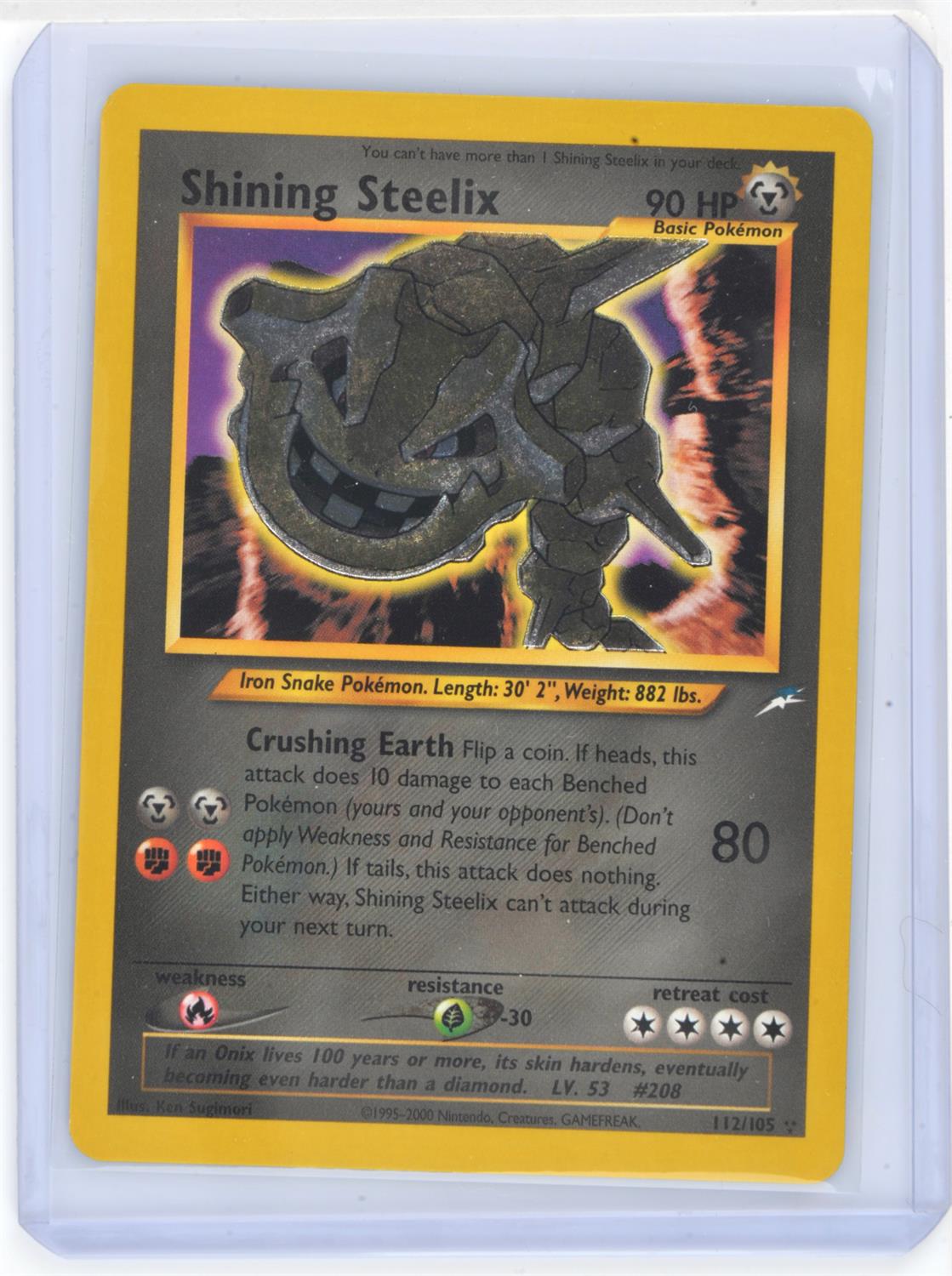 Pokemon TCG. Neo Destiny Unlimited Shining Steelix Secret Rare 112/105.