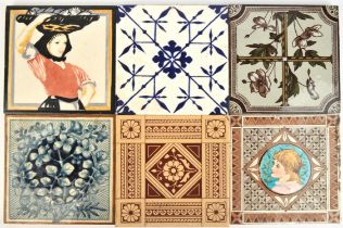 John Moyr-Smith, (Scottish, 1839-1912), four printed tiles, from various series, to include,
