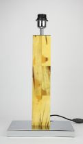 Arca, square column lamp, lacquered finish, black lacquer base, chromed metal, continental fittings,