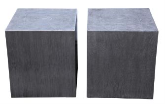 Julian Chichester, Avedon stools/side tables, zinc on oak, 50cm high x 45cm wide x 45cm deep (2)